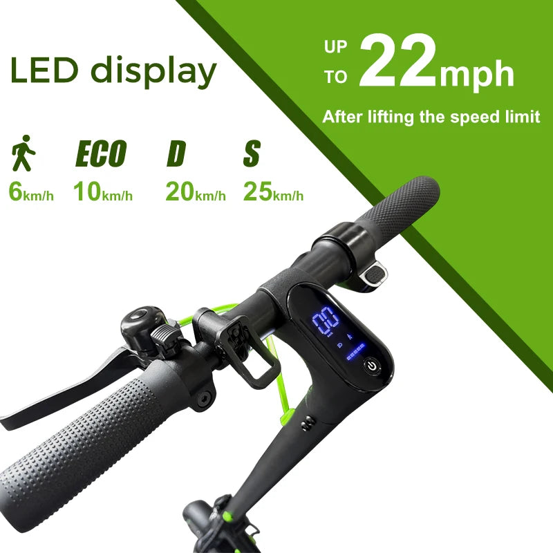 10" Tires Folding Electric Scooter Adult 22mph 500w 15ah Dual Shock Absorber Escooter Electric Skateboard With App E5max