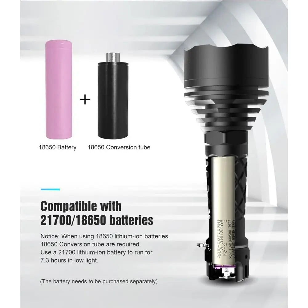 Rechargeable Tactical Flashlight, 400 Lumens Output, 2,500 Meters Beam Distance