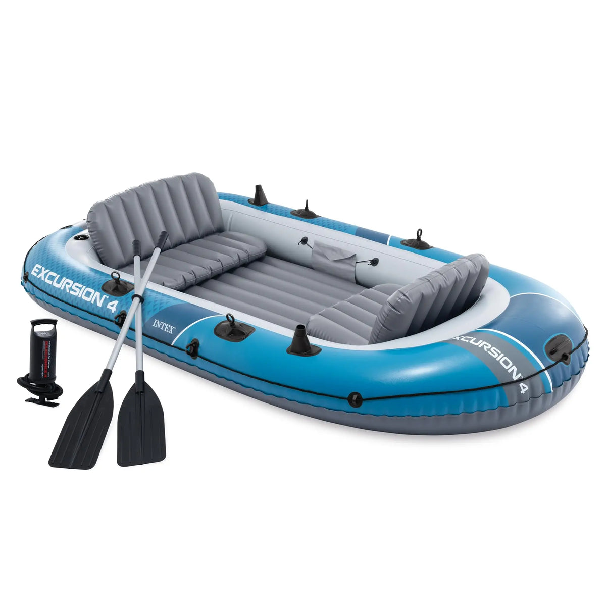Intex Excursion 4-Person Inflatable Fishing Boat River Raft Set with Oars