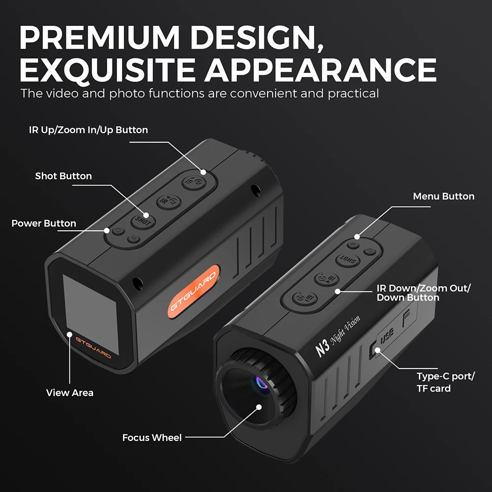 GTGUARD N3 4K Night Vision Monoculars 5X Digital Zoom 2.95” Large Screen Handheld for Outdoor Camping Field Observation for US