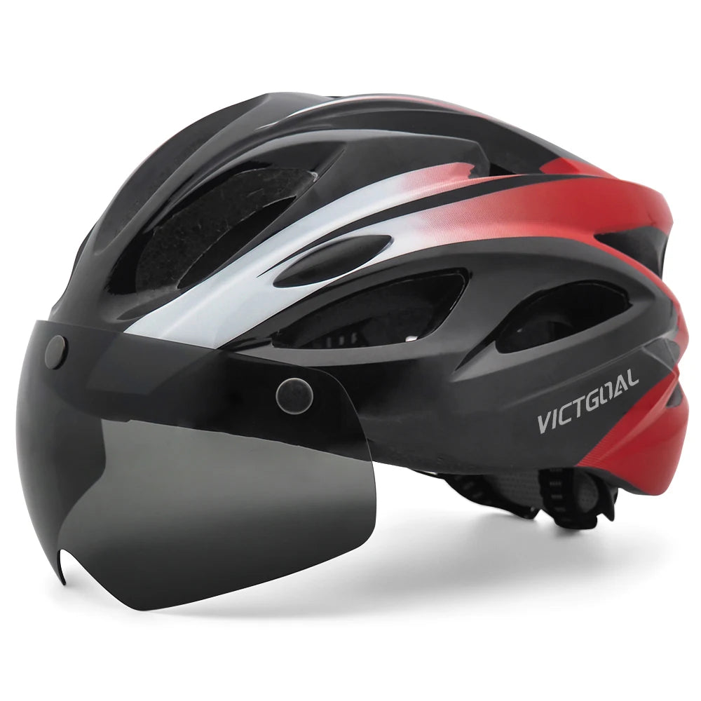 VICTGOAL Bike Helmet with Light and Goggles for Adults Lightweight MTB Road Bicycle Helmets for Men Women Cycling Ebike Scooter