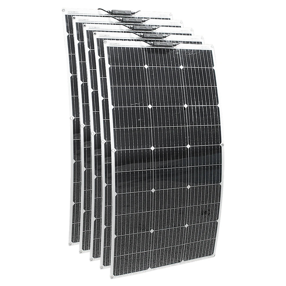Flexible Solar Panel Charger 100W-1000W for Camping RV Boat Car Home Use 12V 24V Battery Charging Foldable Sun Energy Converter