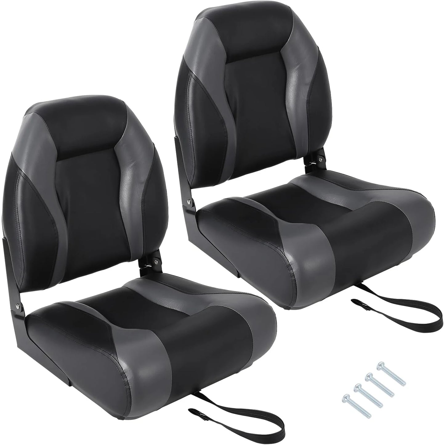 2 Pack High Back Folding Boat Seats,Thickened Sponge Padding, Waterproof, Folding Marine Chairs for Fishing, Canoe, Speedboat