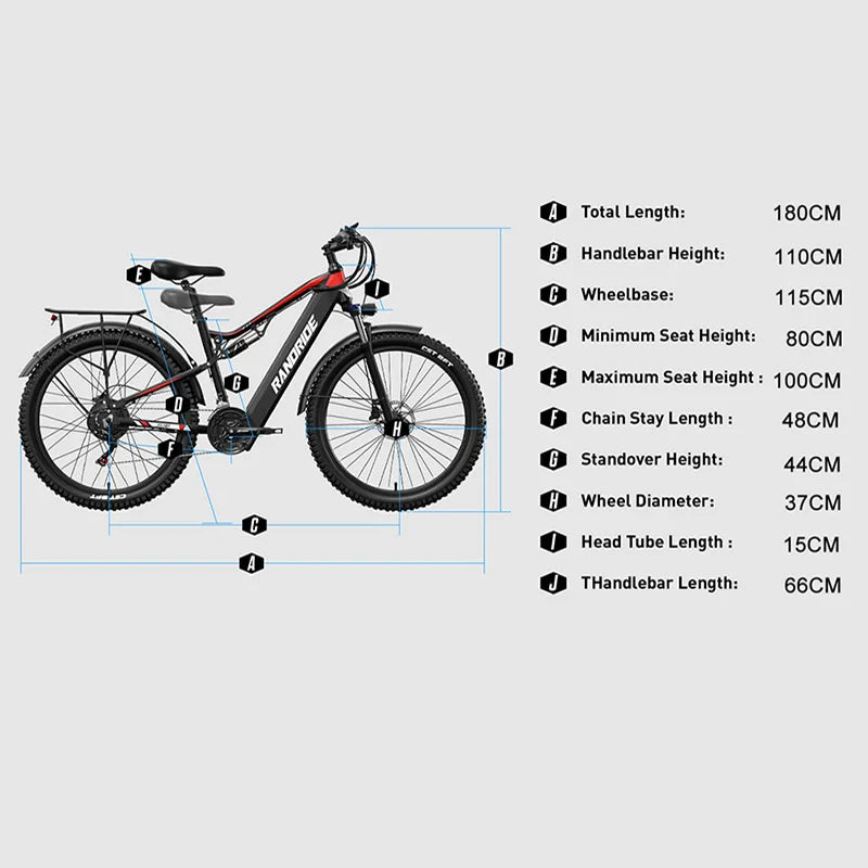 RANDRIDE YG90 1000W Electric Mountain Bike US Stock Fast Delivery 48V 17Ah Full Suspension Hydraulic Brakes E bike