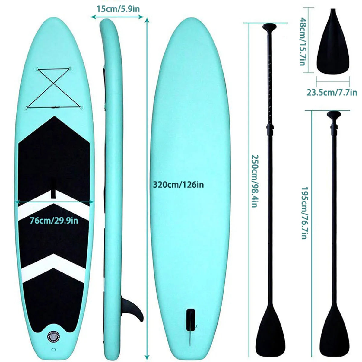 Inflatable Stand Up Paddle Board 320cm, Adult Racing Inflatable SUP Surfboard, Portable Water Ski Stand Up Paddleboard for Ocean Lake Outdoor Water Sports