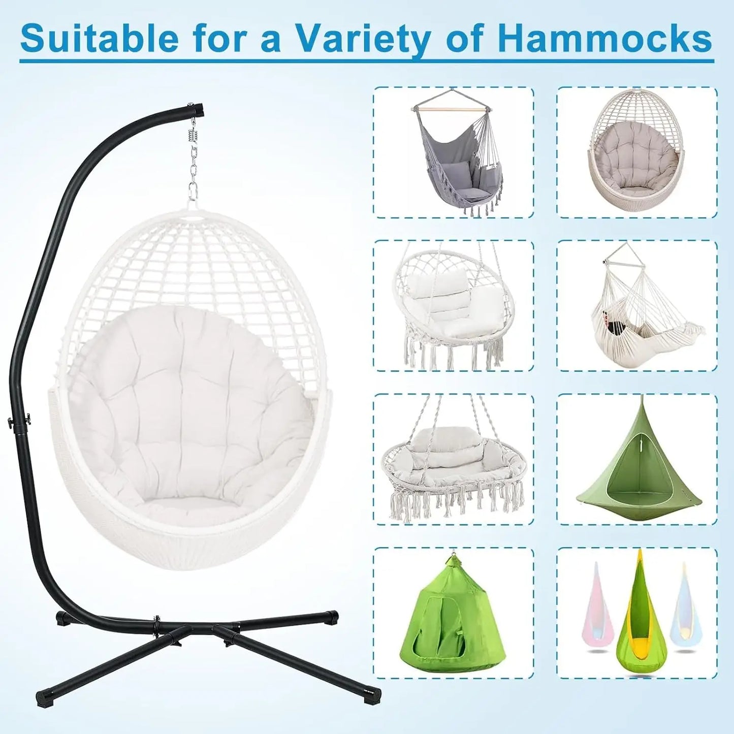 Hammock Steel Stand Only C-Stand for Hanging Hammock Chairs - 300 Pound Capacity