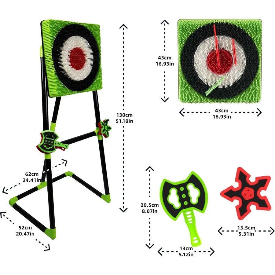 Family Axe Throwing Game for Backyard Fun Safe Bristle Target Set with 4 Axes and 4 Darts for and Adults Lightweight and Portab