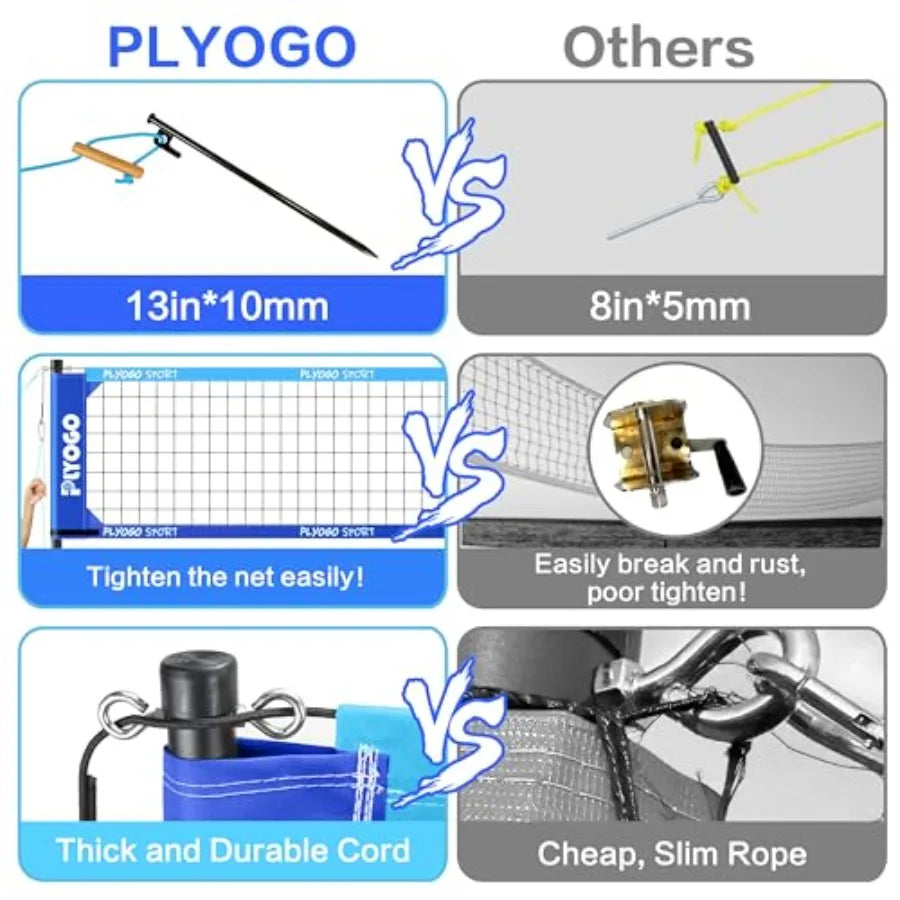 Volleyball Net for Backyard Professional Portable Outdoor Heavy Duty Volleyball Net Set with Adjustable Aluminum Poles Anti-Sag