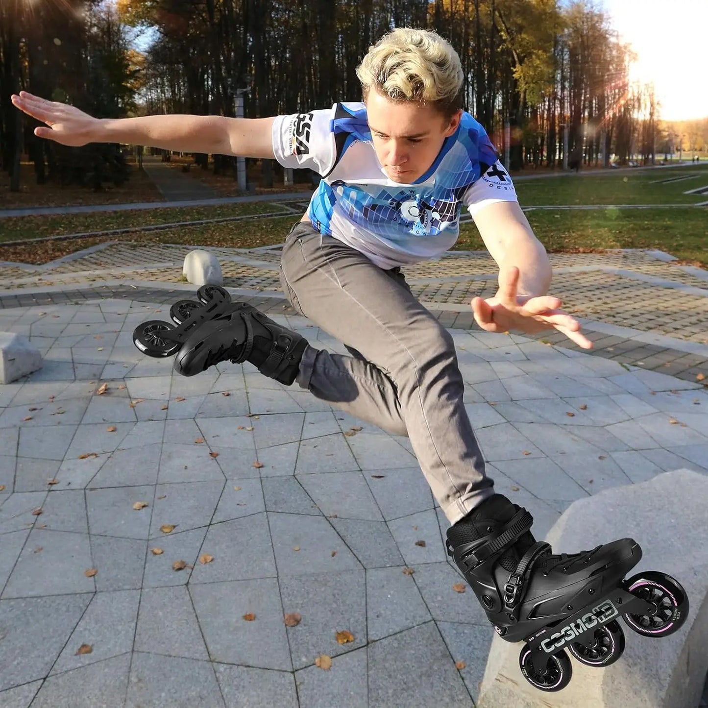 High-Performance Inline Skates for Adults, 3-Wheel 110mm Metal Frame, Indoor/Outdoor Fitness, Sizes 5-14.5