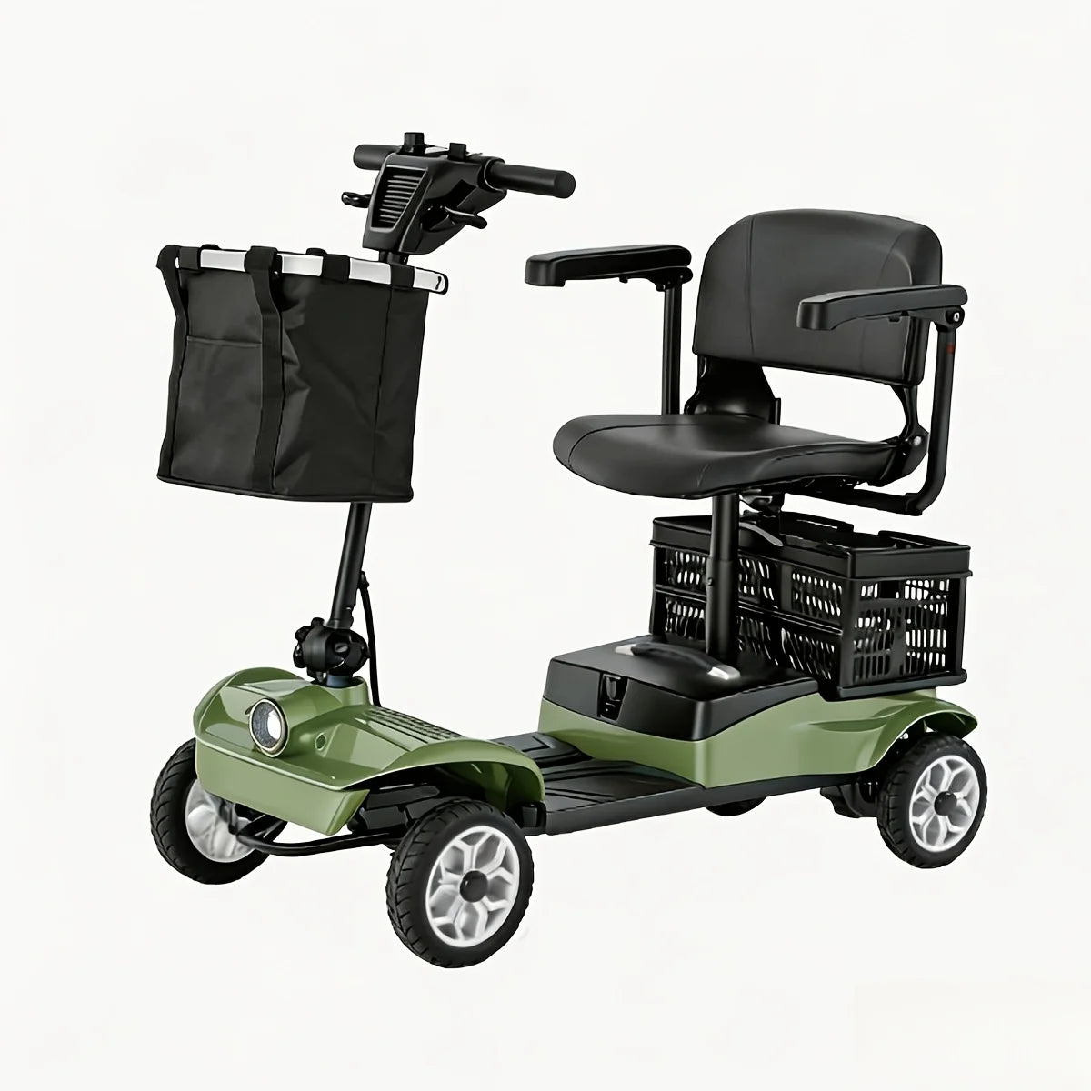 Senior Electric Mobility Scooter, Ergonomic Handle, Electromagnetic Brake, LED Light, Shopping Basket, 120kg Load, Safe Travel