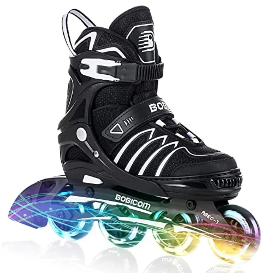 Adjustable Inline Skates with Full Light Up WheelsOutdoor Illuminating Roller Skates for and Adults Girls and Boys Men and Wome
