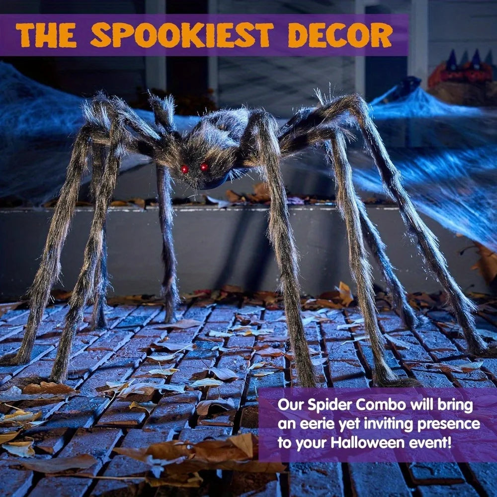Halloween Outdoor Decorations Giant Spider, Scary Large Spider Props for Yard Lawn Halloween Outside Decor and Indoor Party Decor, Brown (Standing Height is 15 inches)