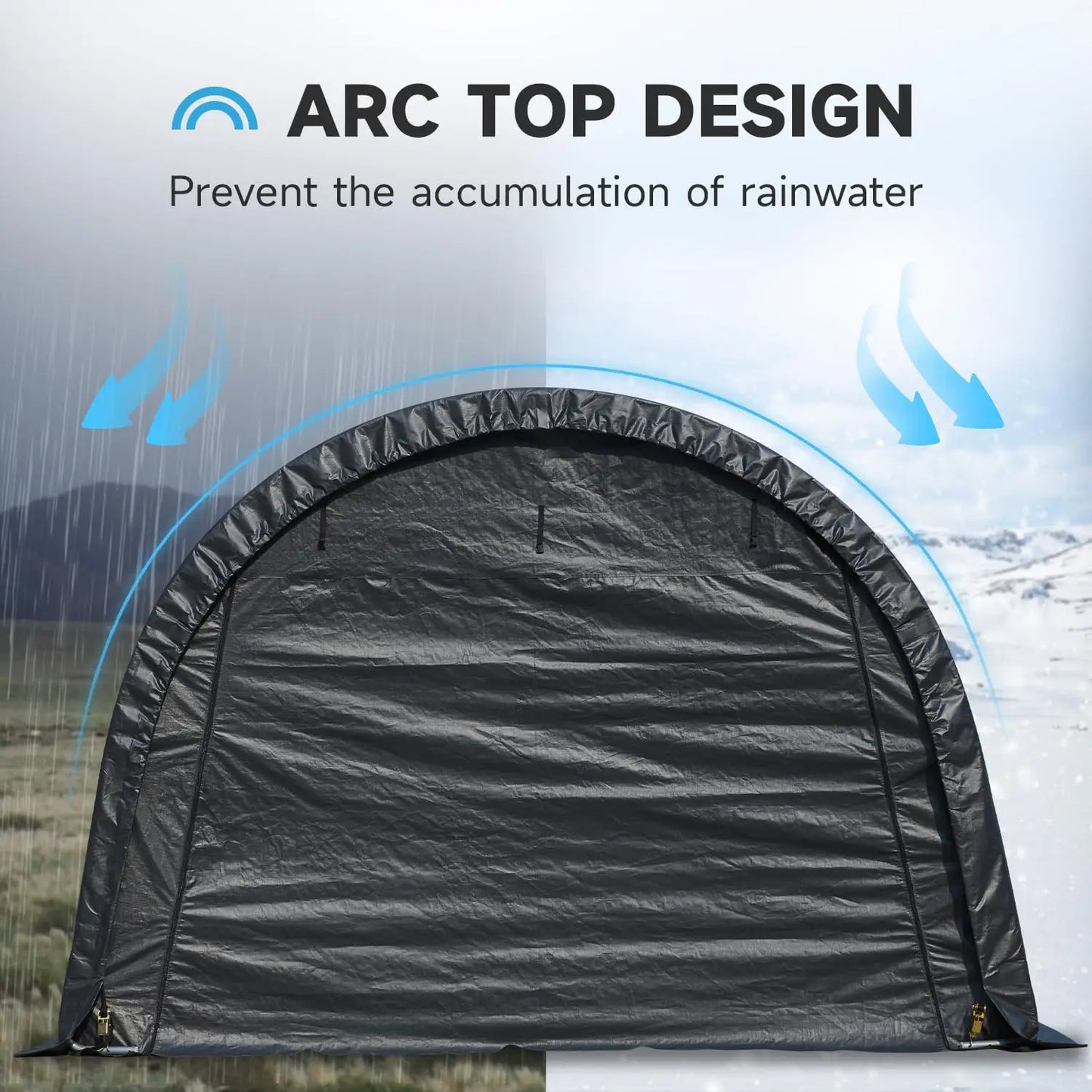 12 x 24 FT Heavy Duty Carport, Portable Garage with All-Steel Metal Frame and Round Style Roof, Anti-Snow Car, Customized