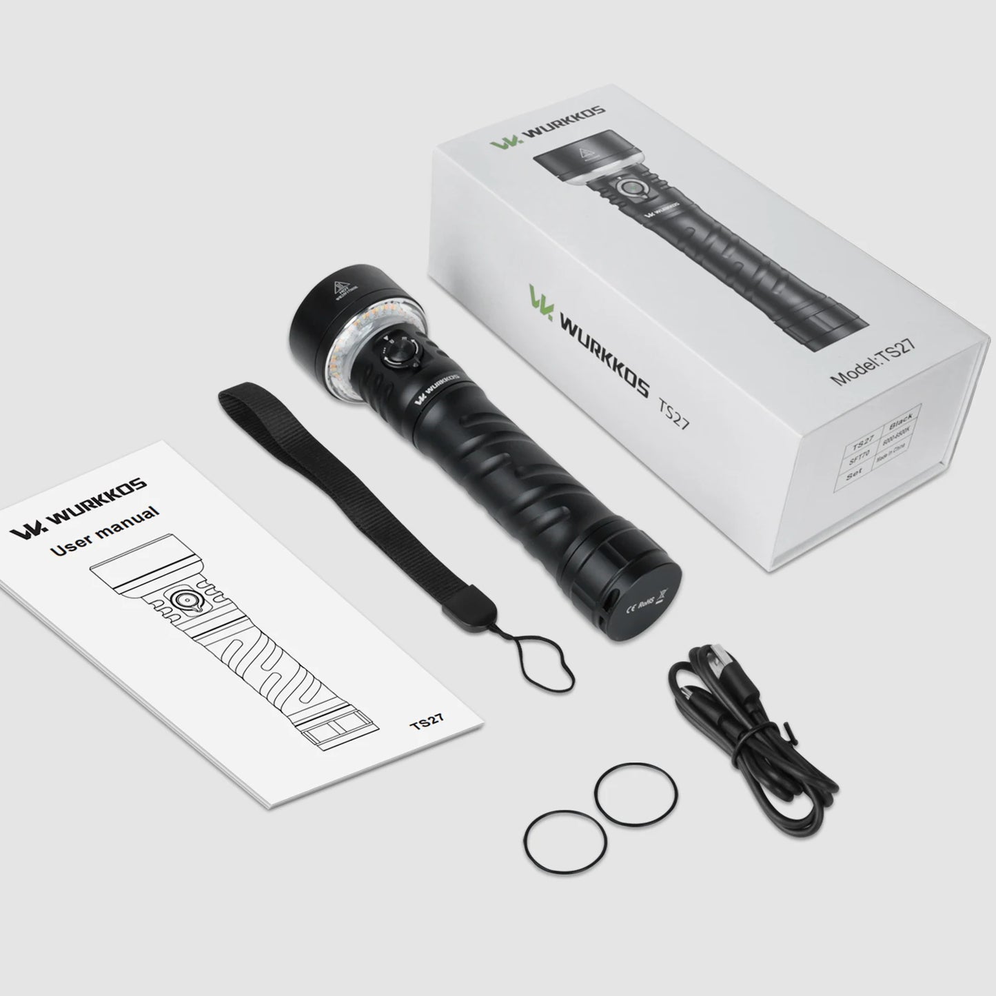 Wurkkos TS27 3200LM Super Bright Flashlight 845M Throw RGB Lighting Linterna Recargable Reverse Charging Power Bank For Camping