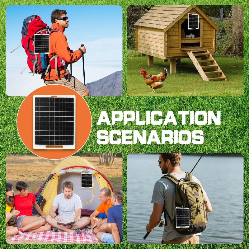 Solar Panel 30W With USB Waterproof Outdoor Hiking And Camping Portable Battery Mobile Phone Charging Bank Charging Panel 6V