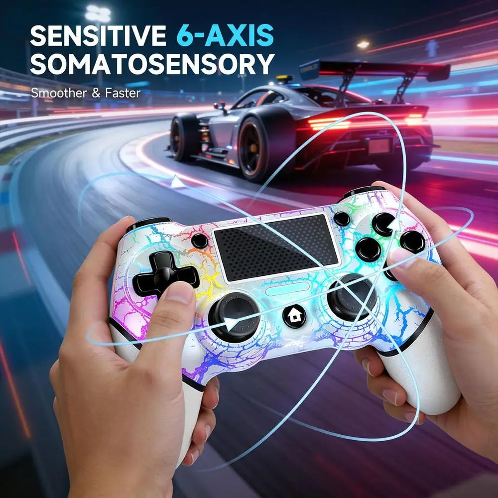 Dual Pack Wireless Controllers with Customizable Back Buttons, RGB Lighting, and Vibration for PS4/Pro/Slim/PC, 3.5mm Audio Jack