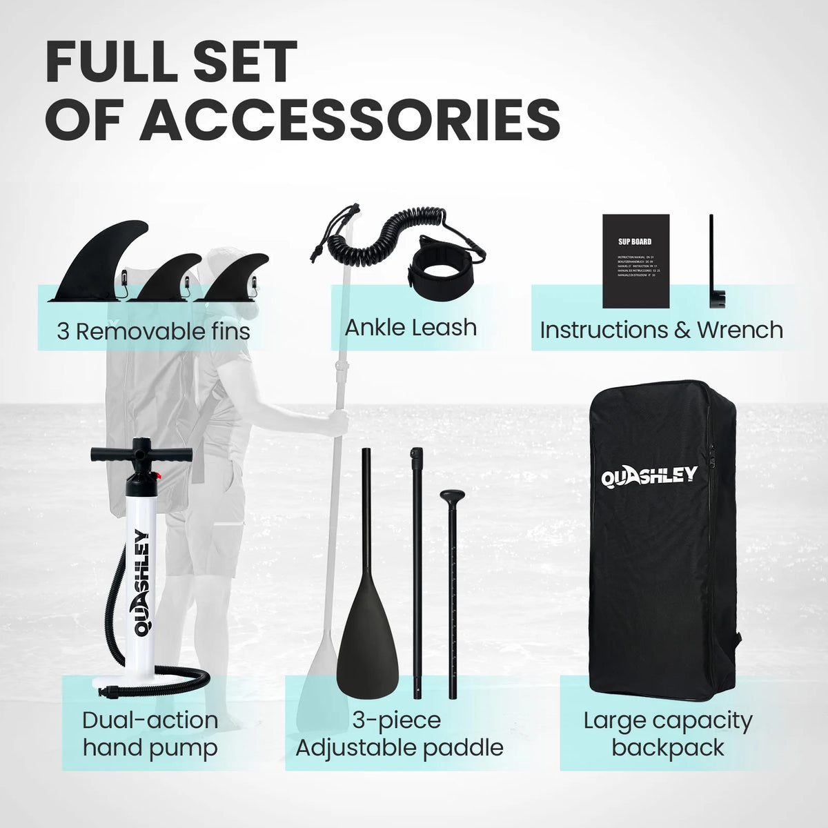 320*86*15cm Inflatable SUP Stand-Up Paddle Boards for All Skill Levels Ultra-Light Paddleboard with Durable SUP Accessories