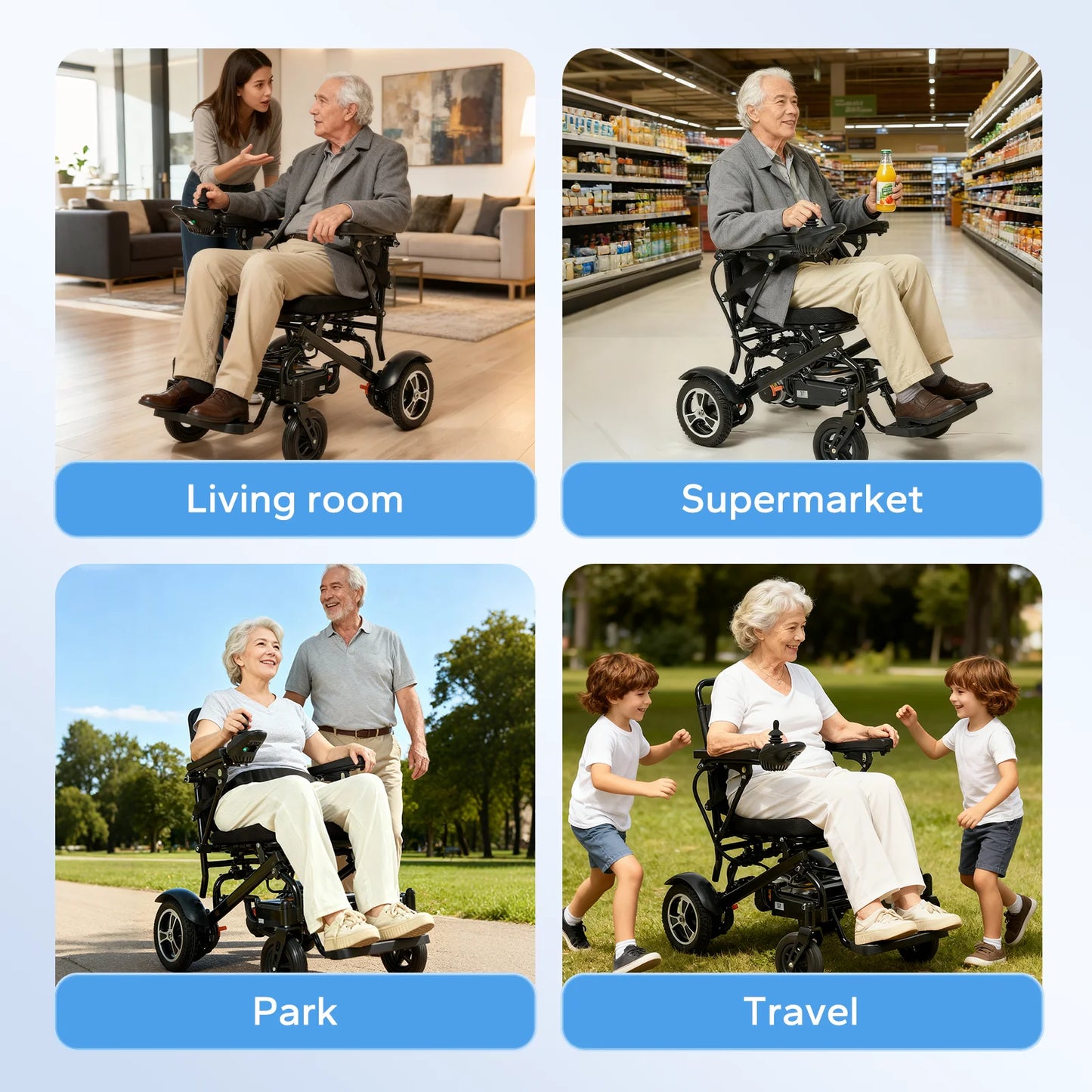 Babaka Electric Wheelchair For Adults Foldable Power Wheelchair Dual Motors 500W Portable Folding Motorized Mobility Aid Seniors