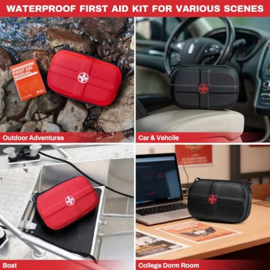 EVA First Aid Kit, Small Waterproof Emergency Hiking First Aid Kit for Backpacking, Medical Kit for Travel, Home, Car, College