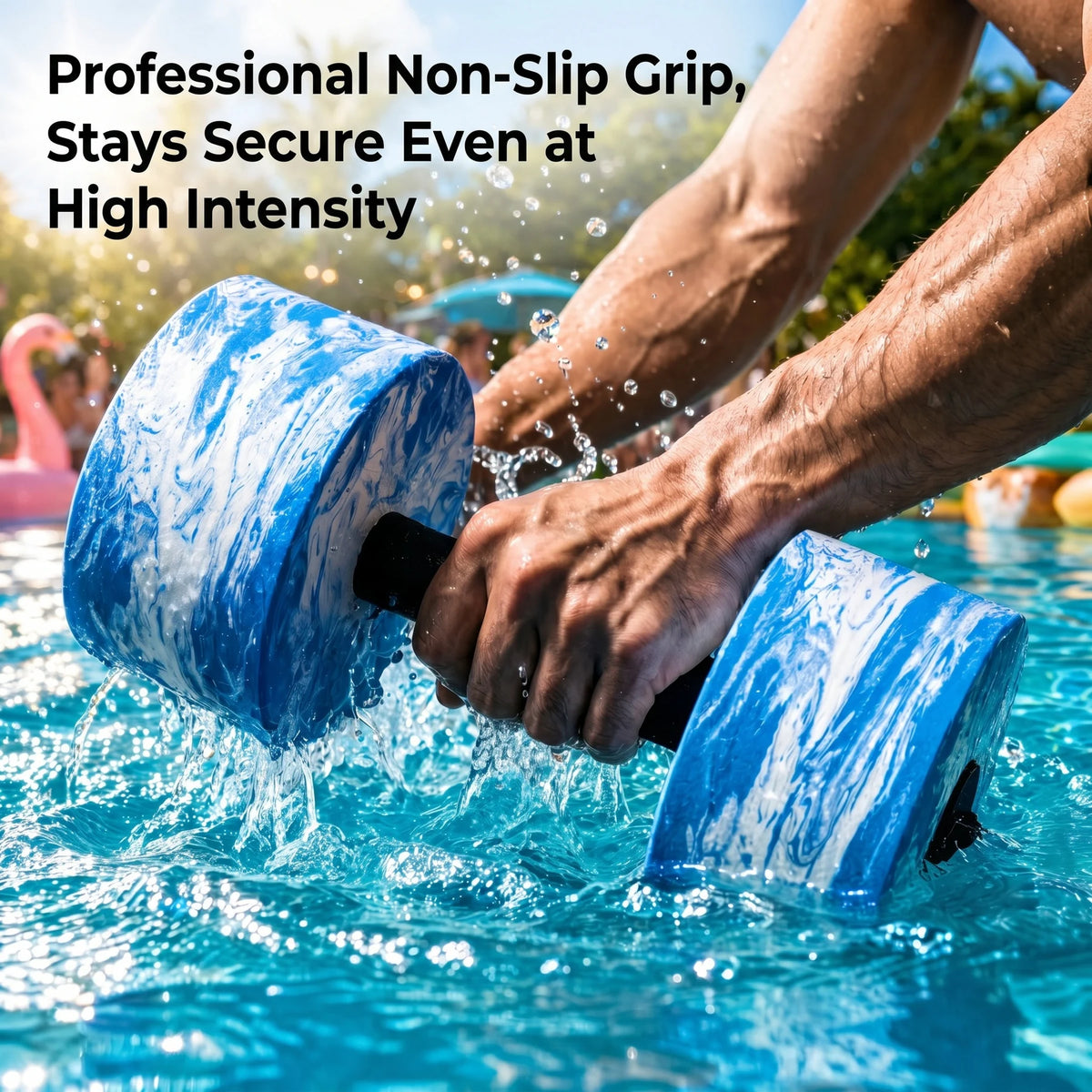 HAPBEAR 3-in-1 Aquatic Exercise Dumbbells, Adjustable Water Weights for Pool Exercise, High-Density EVA Foam Barbell for Water Aerobics Equipment, Physical Therapy & Joint-Friendly Strength Training