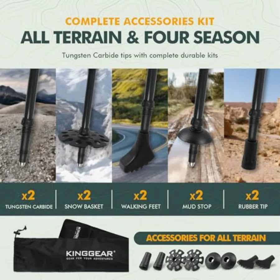 TPC-3K 100% Carbon Fiber Trekking Poles for Hiking - Ultralight Collapsible Hiking Poles with Cork and EVA Foam Grips, Adjustab