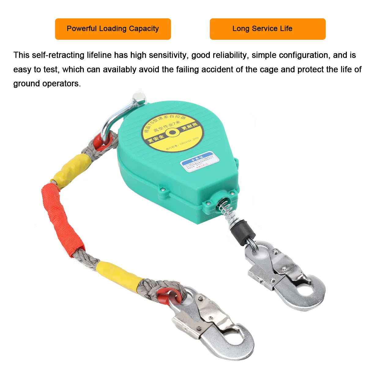 High Altitude Fall Protection Device 7 Meters Descender Safety Belt Fall Arrester Automatic Rope Lock Self-Locking Device