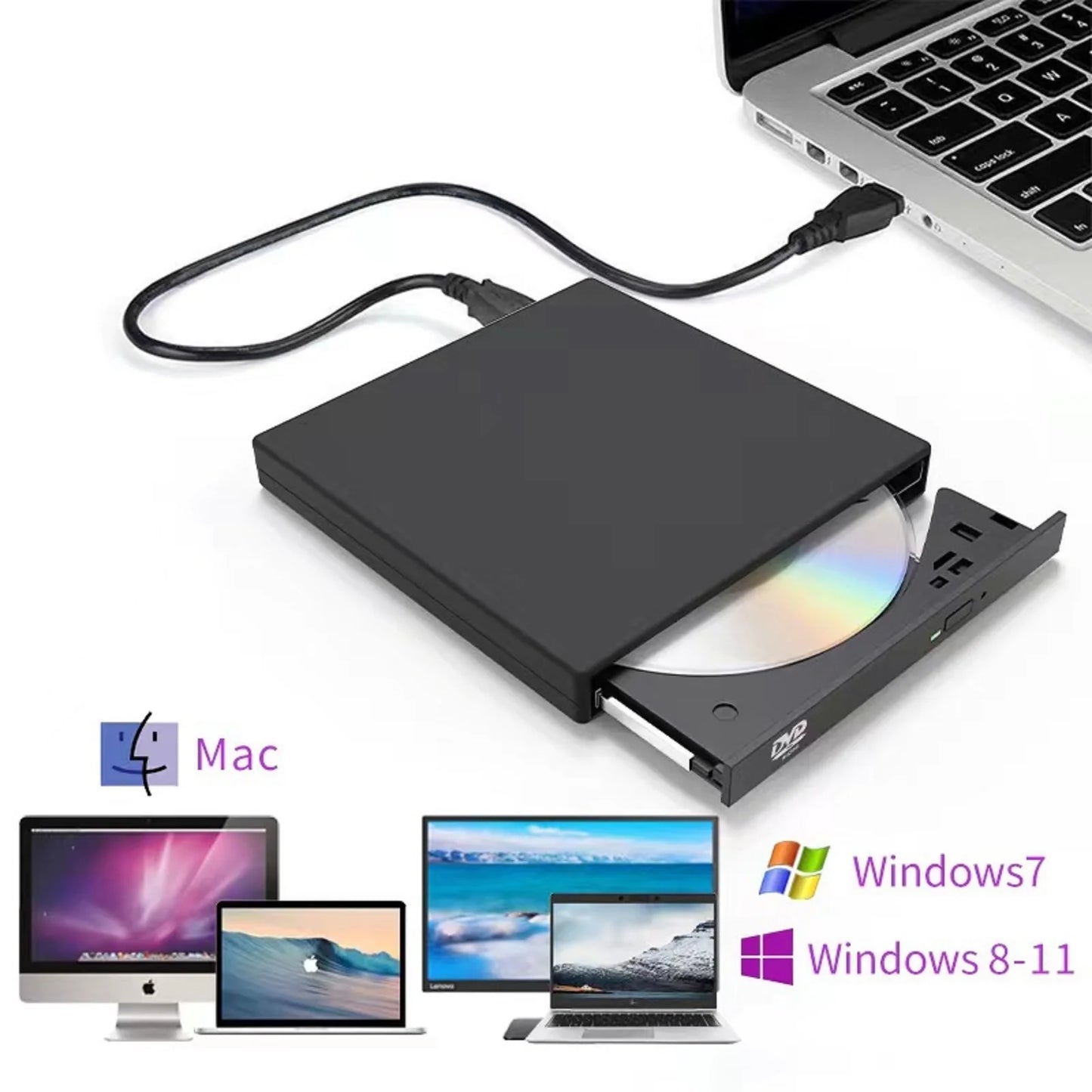 USB 2.0 External CD VCD DVD RW Drive Disc Burner Combo Drive High Speed DVD Burner Player Optical Drives For PC Laptop