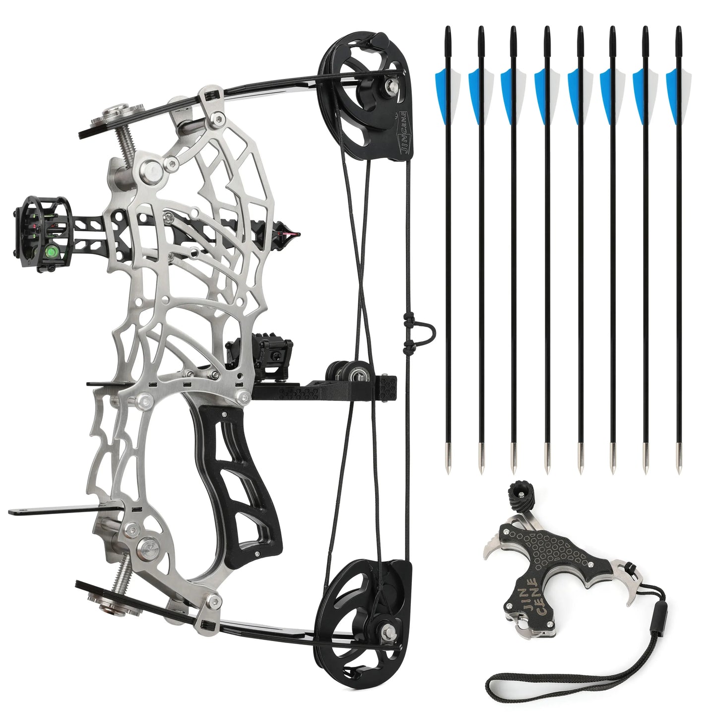Archery Compound Bow 15-32lbs Adjustable for Beginners Right Hand Carbon Fiber Grip Arrows Youth Target Practice Archery Set