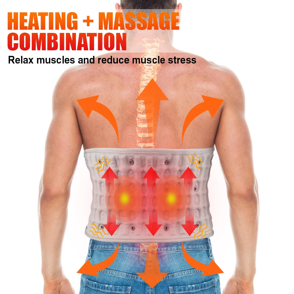 UK Inflatable Waist Brace Waist Fixed Belt Red Light Heating Vibration Massage Belt for Male and Female Air Traction Device