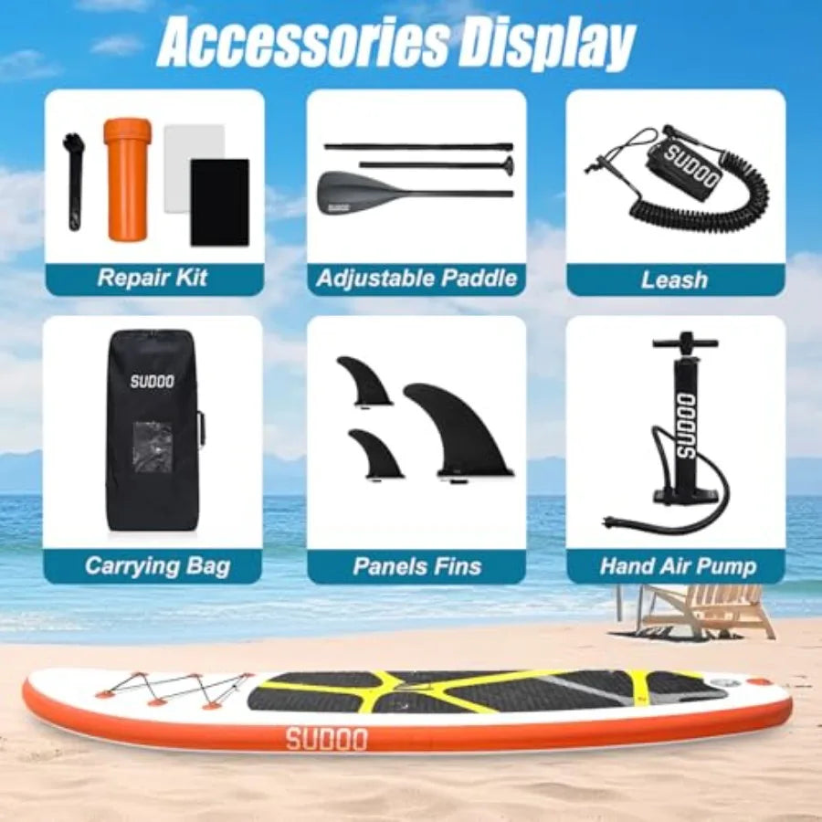 Inflatable Stand Up Paddle Board for outdoor water sports, PVC material, blue, 450LB weight capacity, wide stable non-slip EVA