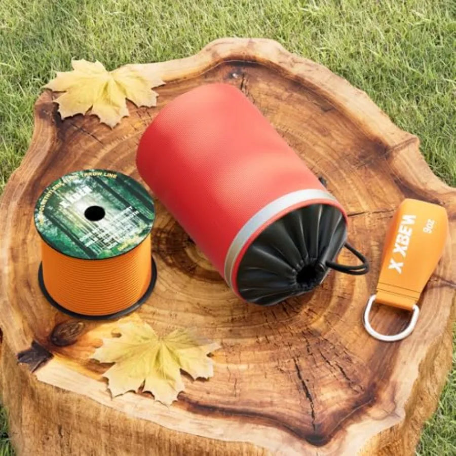 XBEN Arborist Throw Line Kit 150Feet Slick Rope and 9/11/15oz Throw Weight Reflective Storage Bag for Tree Climbing, Trimming,