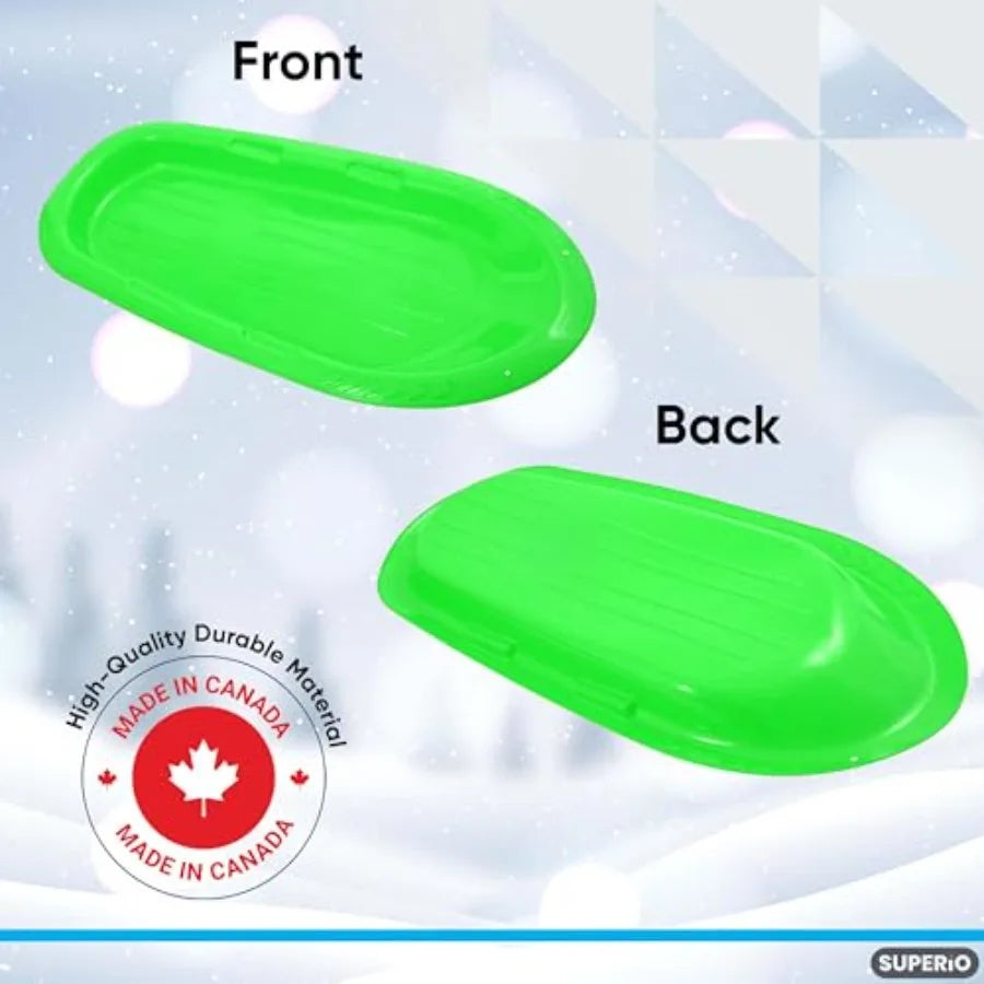 Toboggan Snow Sleds for and Adults 2 Pack Heavy Duty Plastic Sliders with Handles and Hole for Pull Ropes- Kid and Adult Winter