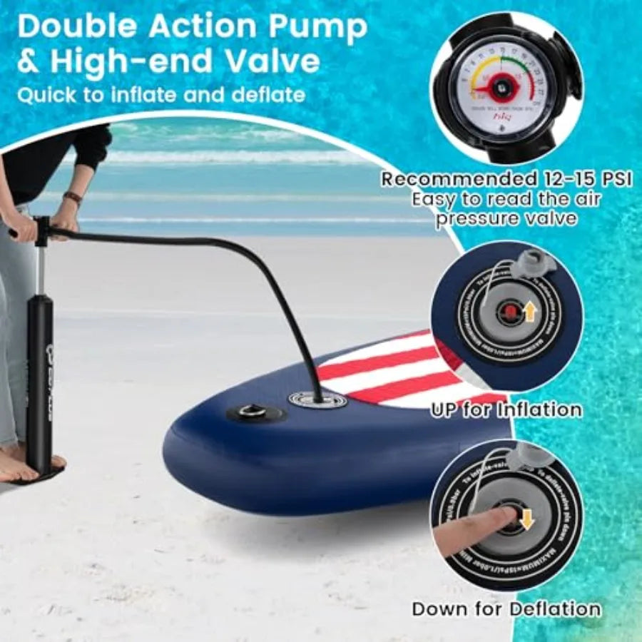 Inflatable Stand Up Paddle Board for surf and calm water use PVC material blue color ultra-stable 10 x 30 design with anti-slip