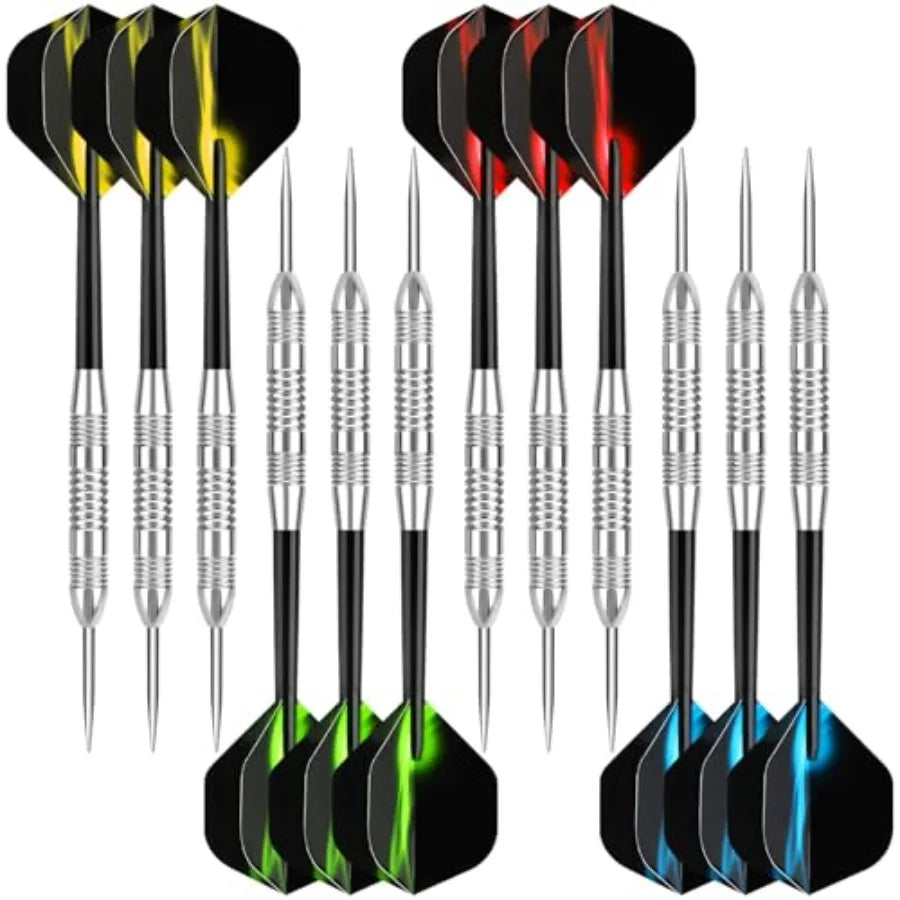 Darts Metal Tip Set, 12 Pack Steel Tip Darts Darts Set 24Grams Professional Metal Darts