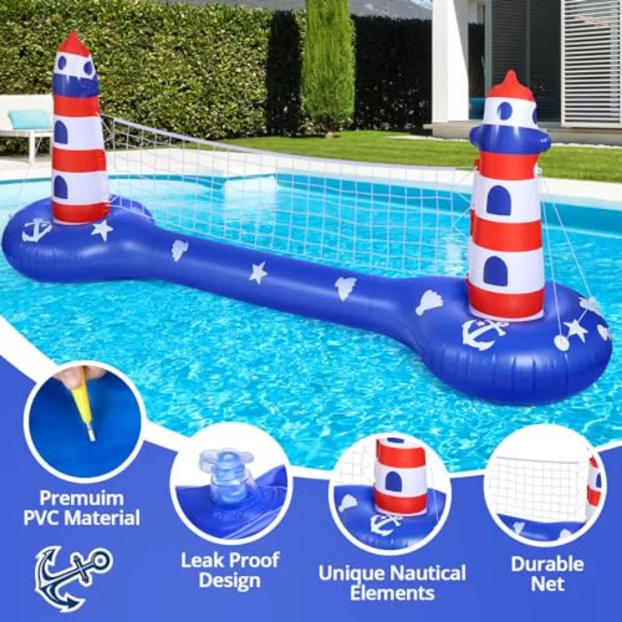 Pool Volleyball Net andBasketball Hoop Inflatable Pool Floats Toys Swimming Water Games for Adults and 8-12 Teens Volleyball Co
