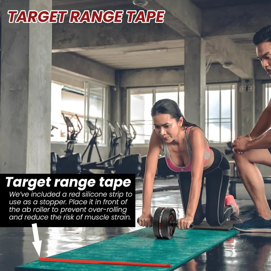 Roller Wheel for Men/Women Abdominal Training with Widened 3.4 Rubber Tread Upgraded Grip Supports Up to 490 lbs Black