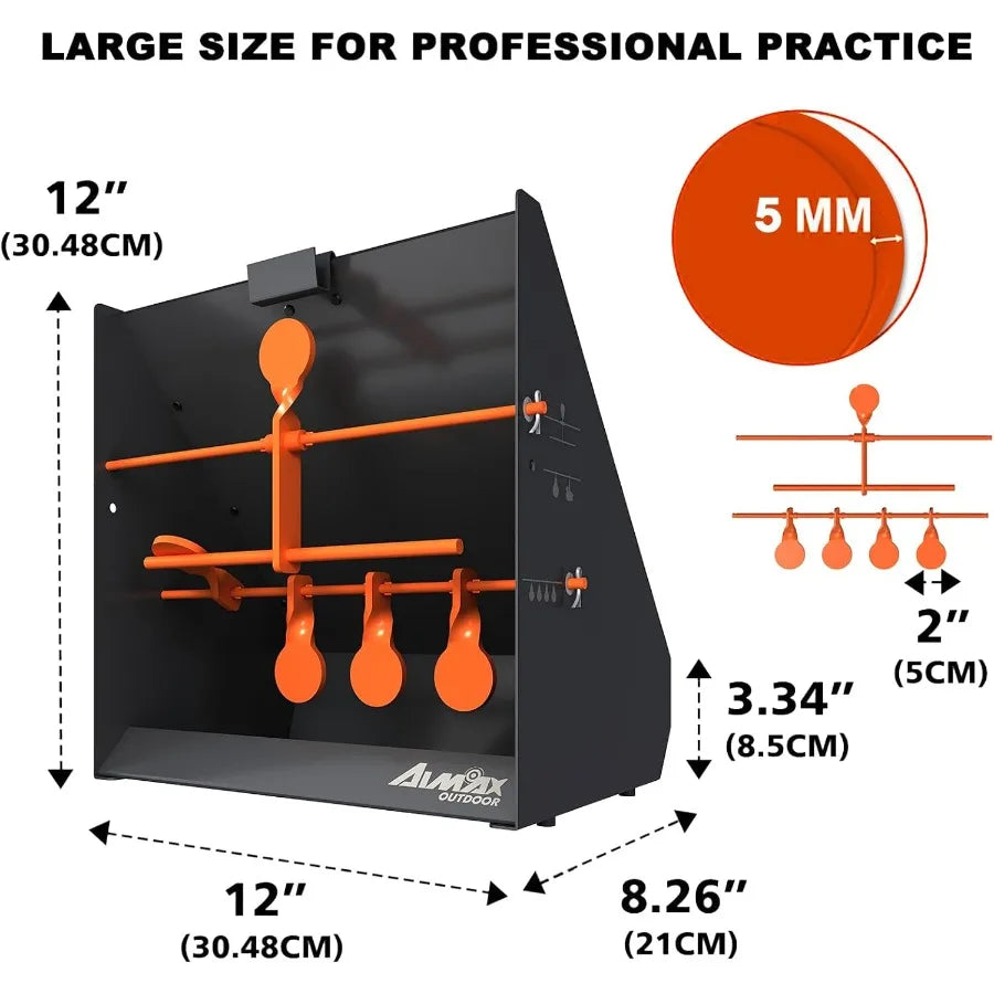Pellet Gun Target Trap with Center Shot 12pcs Paper Targets and 4 Resetting Metal Shooting Targets for Airgun Rifle Rimfire Ide