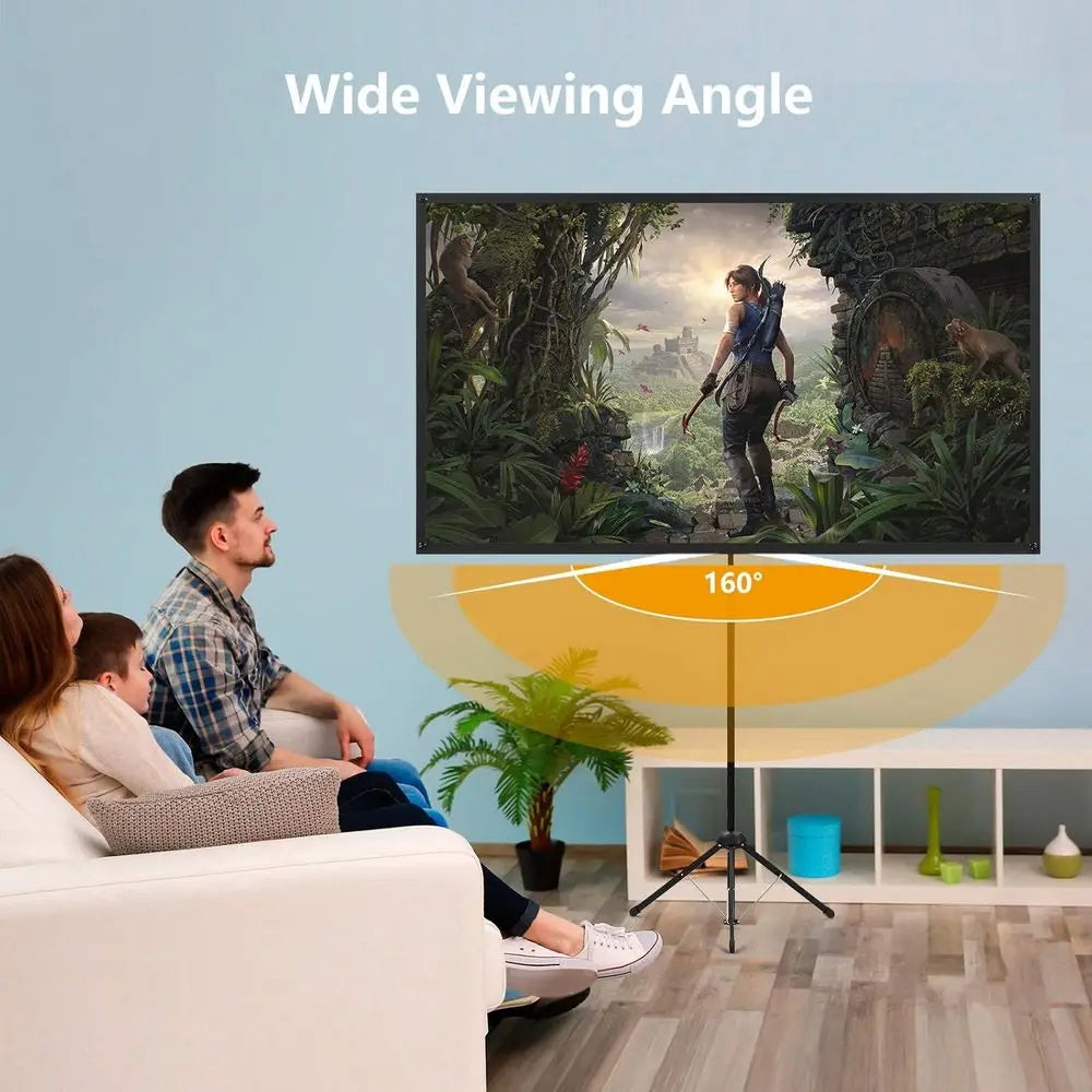 Portable 80 16:9 Outdoor Projector with Stand, Lightweight, Compact, Easy Setup for Home Cinema Entertainment
