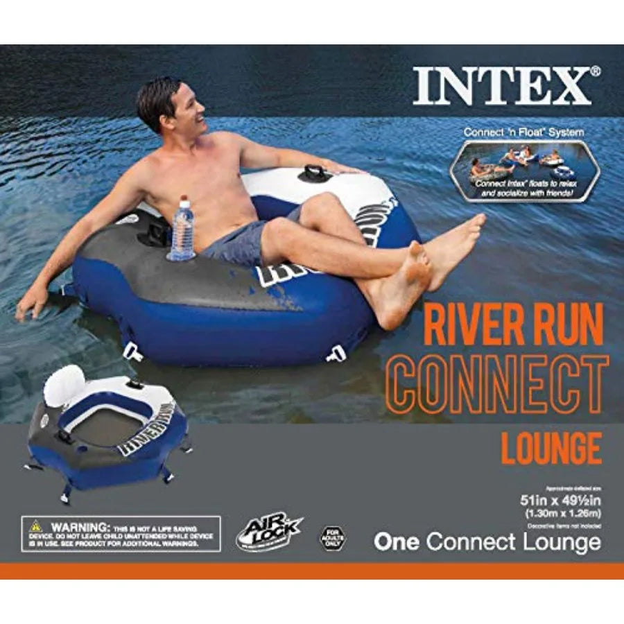 River Run 1 Person Inflatable Tube Raft Float for Lake Pool River 6 Pack Blue Durable UV Resistant Lightweight Portable