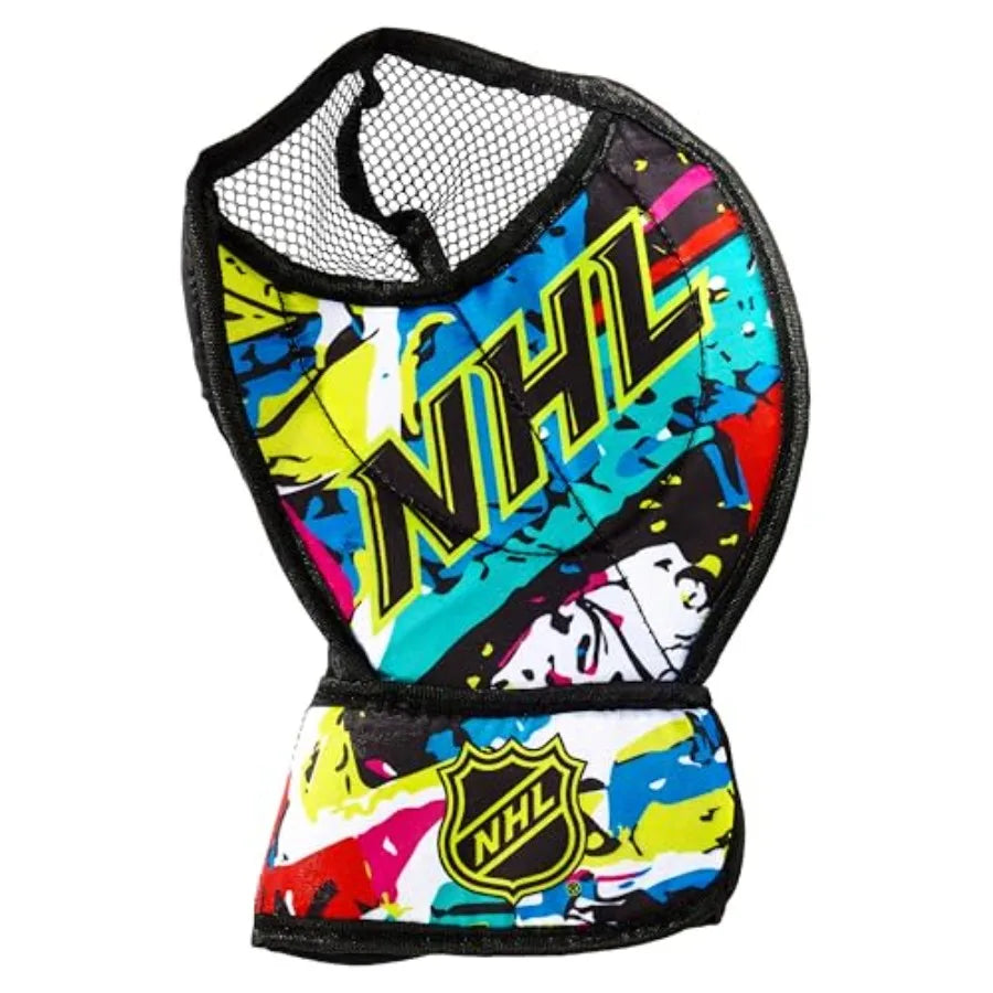 NHL Youth Knee Hockey Goalie Pads + Helmet Set - Knee + Mini Hockey Goalie Gear + Equipment - 2 Leg Pads Catch Glove Blocker +