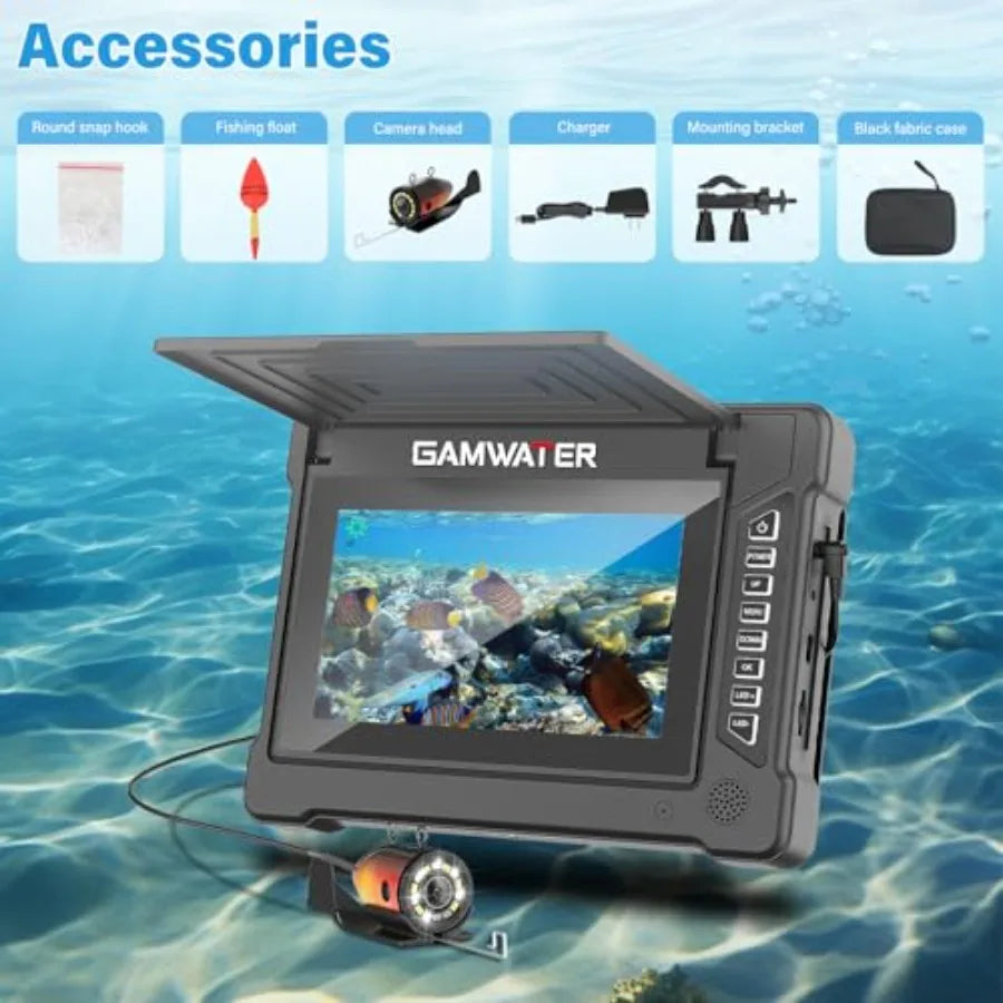Underwater Fishing Camera for lake, boat, ice fishing: 7-inch LCD, infrared night vision, 15M cable, upgraded HD lens, black, p