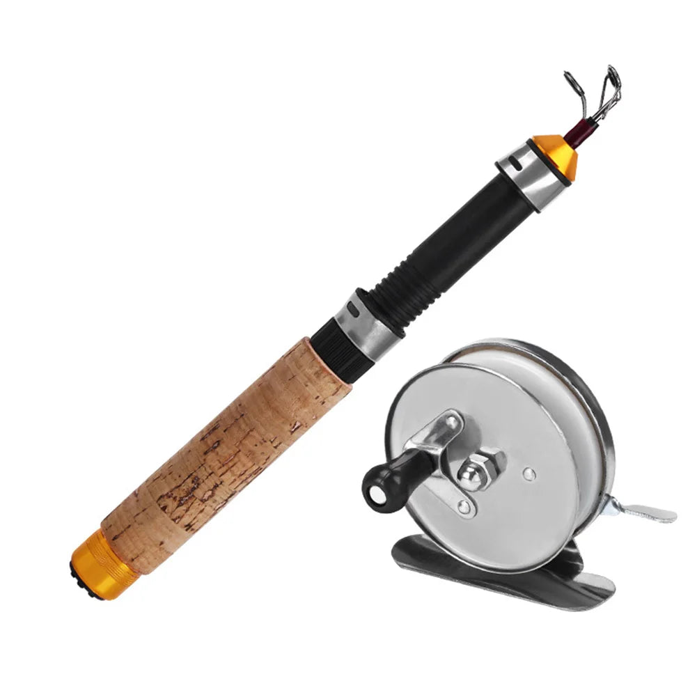 Telescoping Ice Fishing Rod Set Carbon Fiber Ice Fishing Rod and Reel Combo Mini Pole Ice Fishing Reel Set for Ice Fishing