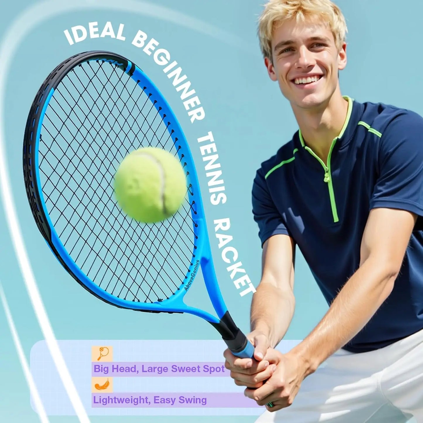 Neon Tennis Rackets 2 Pack for Adults - Lightweight Aluminum Set with Balls & Bag, High-Visibility Finish for Beginners