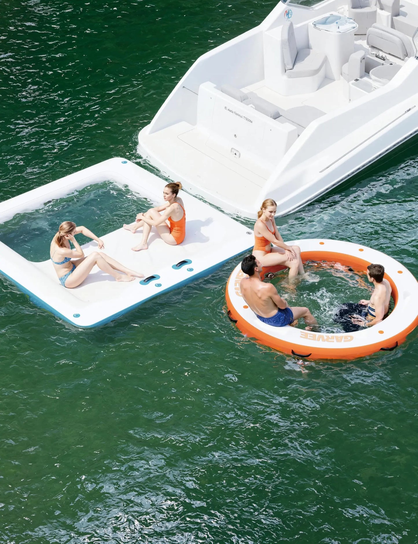 Inflatable Floating Dock, 7.87×7.87 ft Round Water Hammock Heavy Duty PVC Floatable Island Platform For Pool Lake