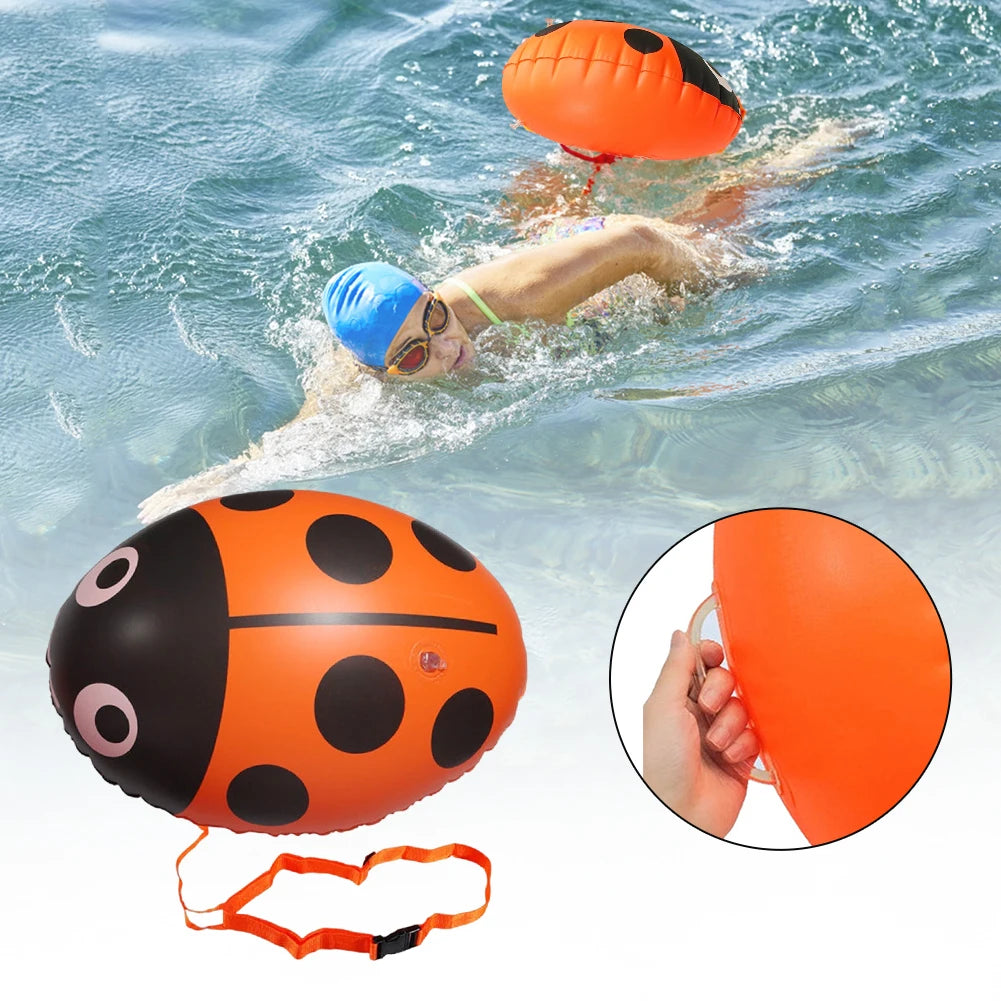 PVC Flotation Drift Bag Inflatable Ladybug Swim Air Bag Floating Multifunctional with Waist Belt Adjustable for Water Sports