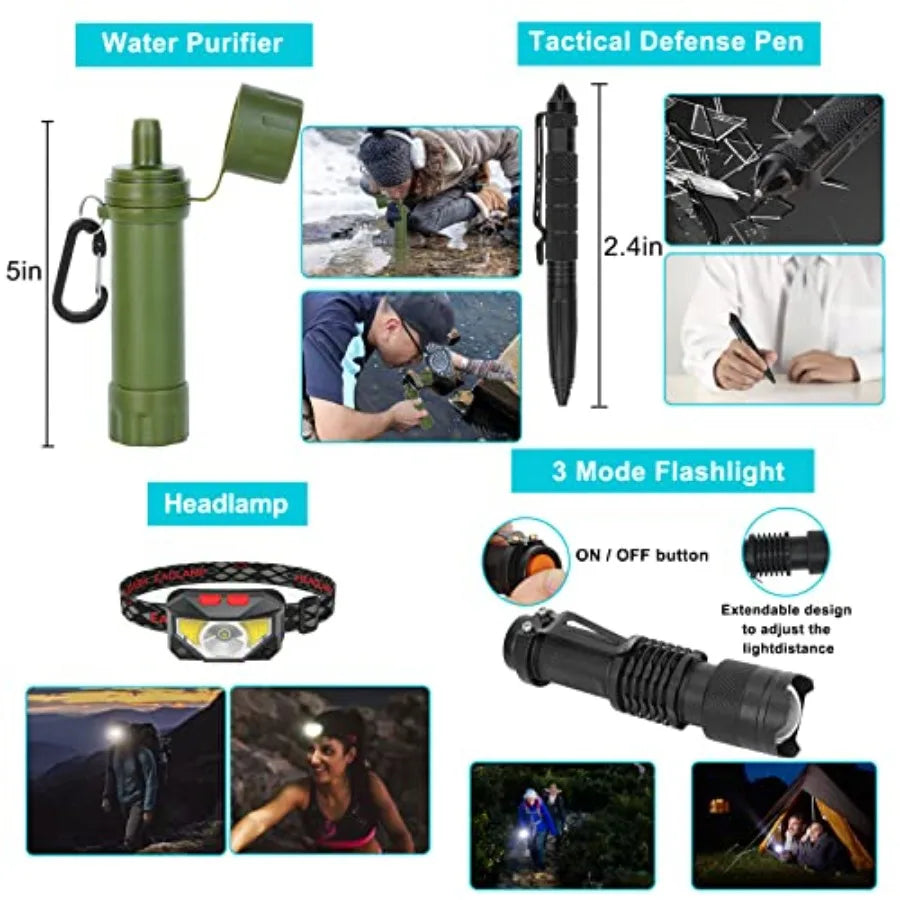 Gear Professional Kit and Large Camping Backpack, First Aid Kit for Adventure Outdoor Hiking Accessories