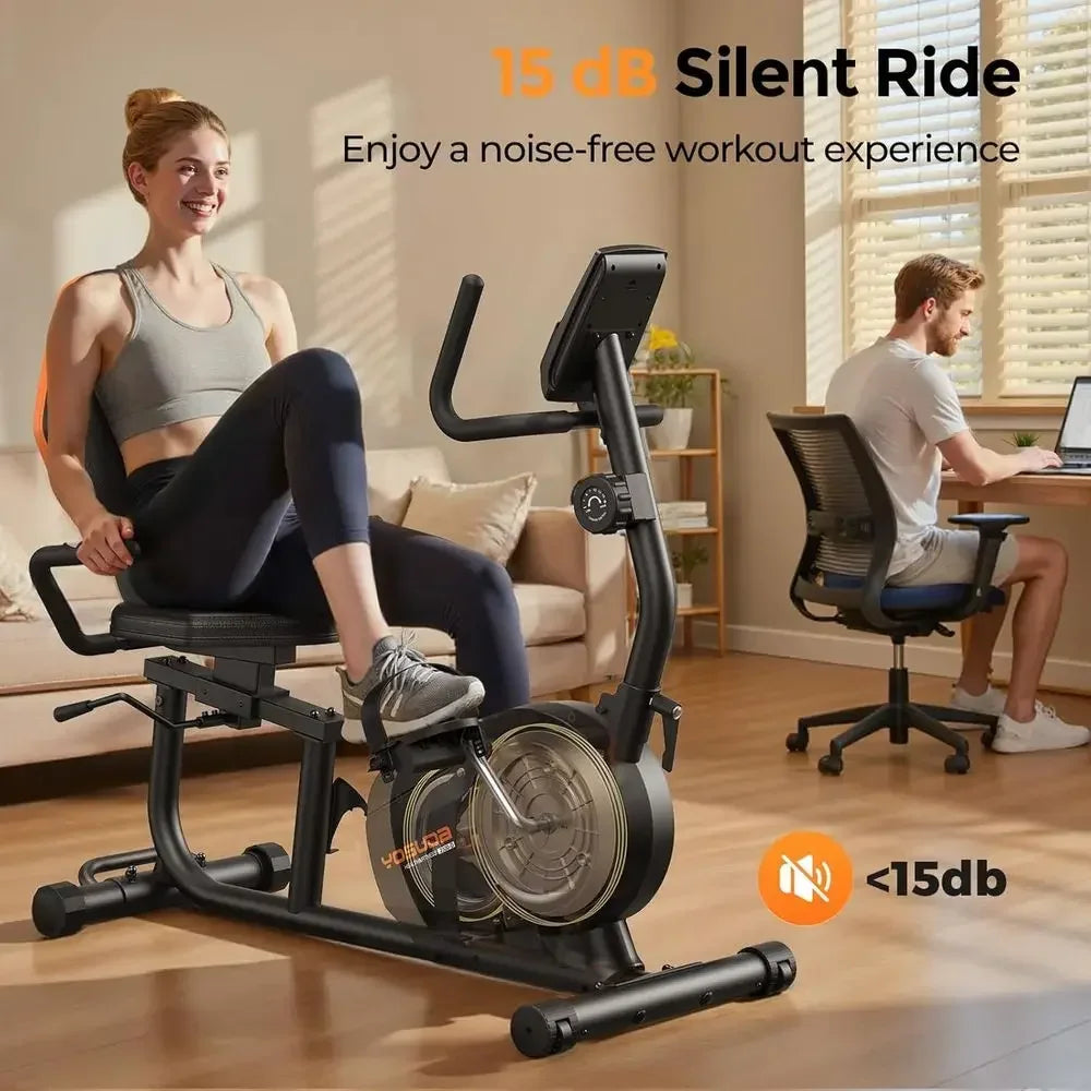 Adjustable Seat Magnetic Recumbent Bike for Seniors - 350 lbs Capacity, 16 Resistance Levels, LCD Monitor & Pulse Sensor