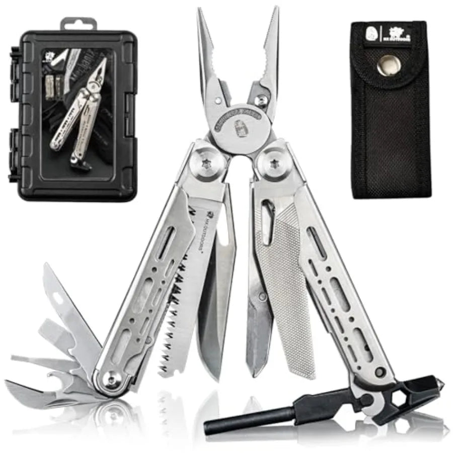 19 In 1 Pocket Multi Tool Stainless Steel Multitools Pliers with Fire Starter and Glass Breaker Folding EDC Camping Survival To