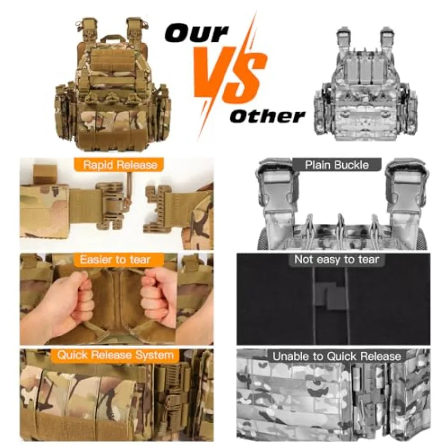 Quick Release Tactical Vest Adjustable Lightweight Breathable Weighted Vest for Training Outdoor Activities 1000D CP