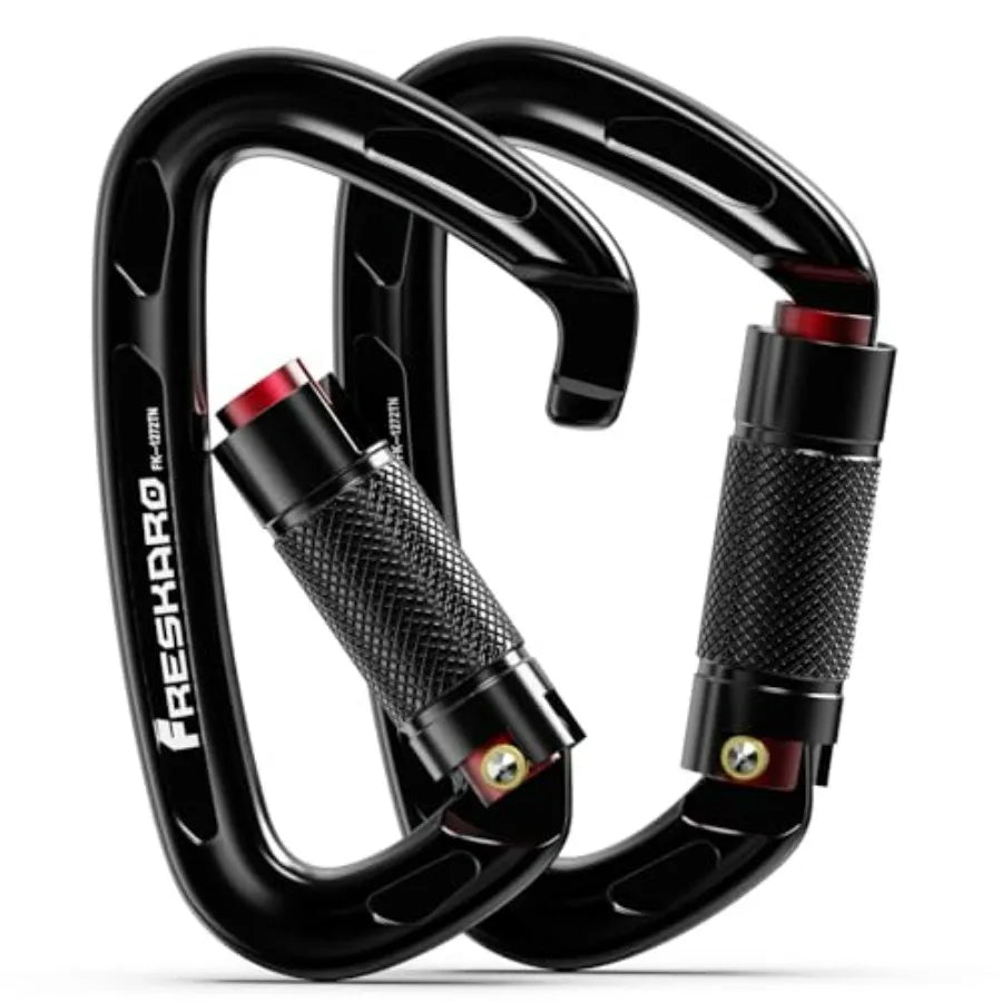 UIAA Certified 25KN Auto Locking Climbing Carabiner Clips, Twist Lock, and Heavy Duty Carabiners for Rock Climbing, Rappelling,